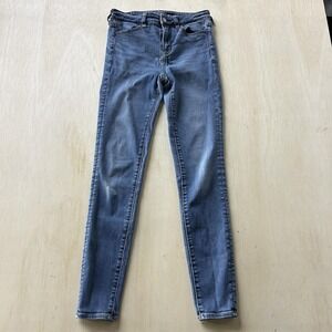 American Eagle Outfitters Next Level Jegging Jeans Womens 4 Long Medium Blue